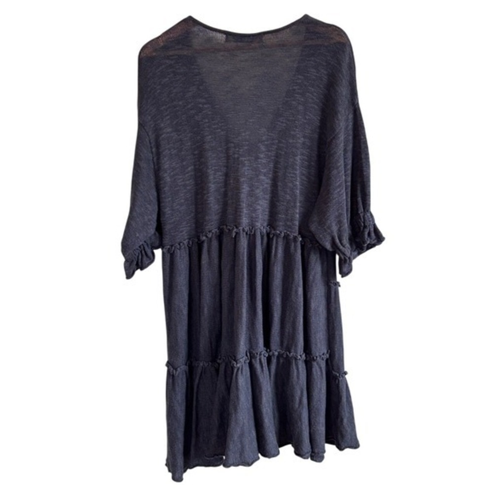 Free People FP Beach Mini Dress Dark Navy XS S Tiered Ruffle Knit Boho Consign - Picture 4 of 10